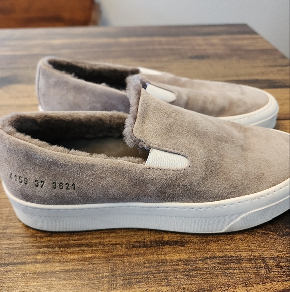 Woman By Common Projects Suede & Genuine Shearling Slip-On Sneaker 7 37 - Picture 1 of 5